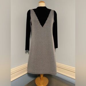 Checkered knit tunic midi dress